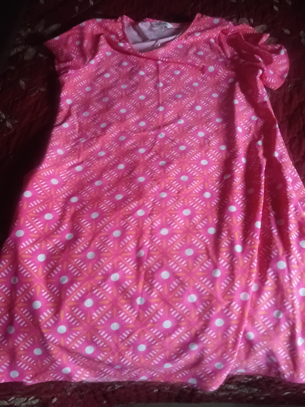 All For Color Pink Patterned Short Sleeve Dress